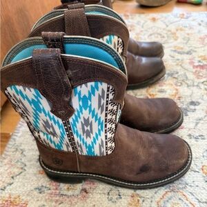 Ariat Brown and Blue Ankle Boots